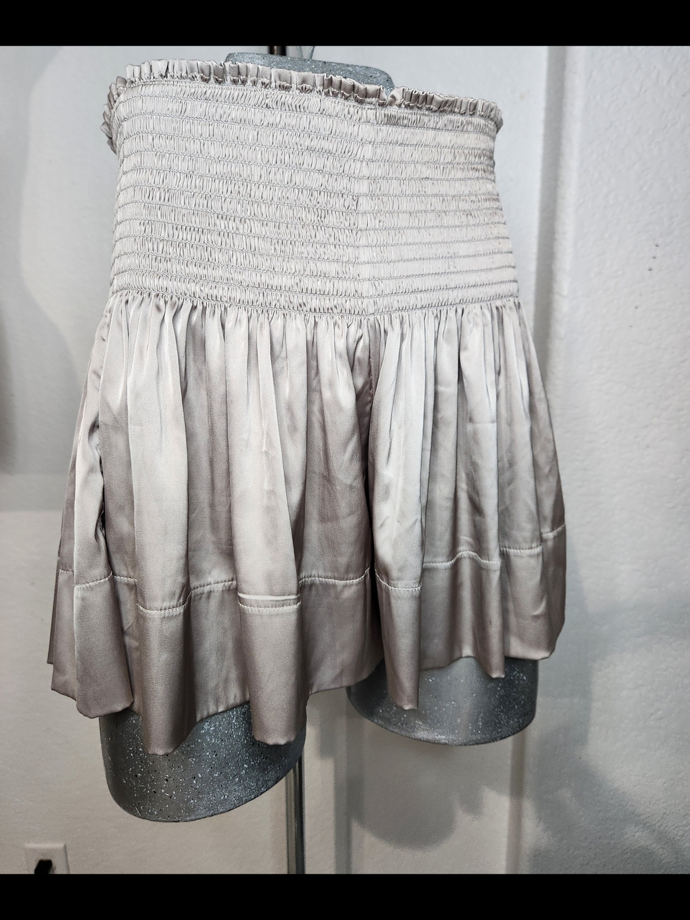 NATURAL LIFE Silver Satin Smocked Skater Skirt